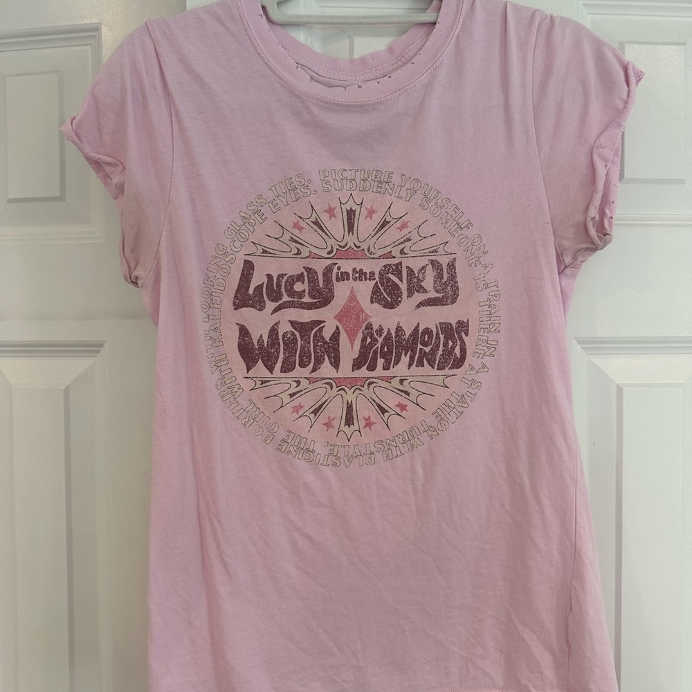 Recycled Karma Light Pink “Lucy in the Sky with Diamonds” by the Beatles T-shirt